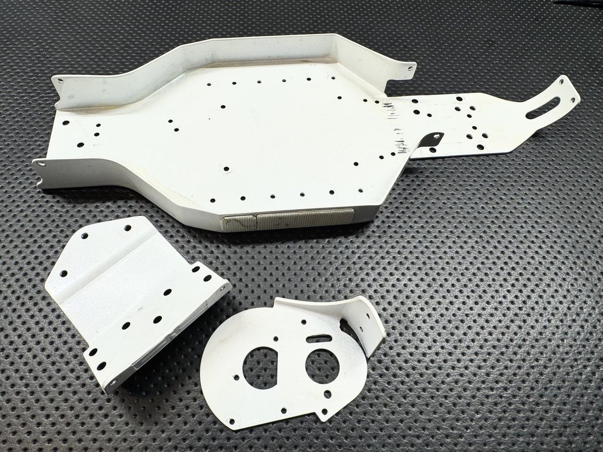 Vintage Team Associated Electrics (AE) RC10 Tub Chassis White w/ AE Nose Plate