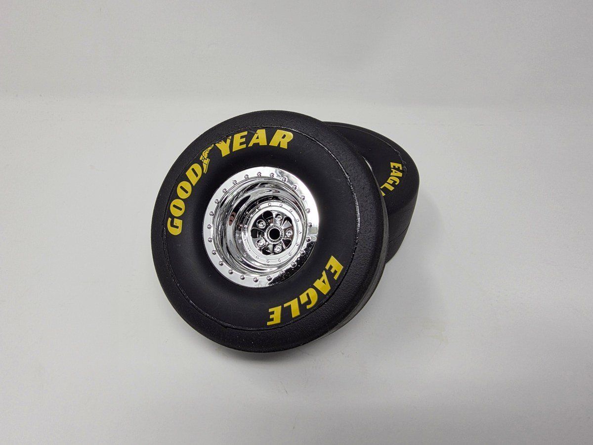 Traxxas 6973 Funny Car Rear Tires Chrome Wheels Goodyear Eagle Pre-Mounted (2)