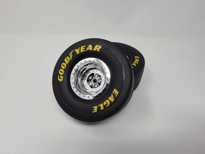 Traxxas 6973 Funny Car Rear Tires Chrome Wheels Goodyear Eagle Pre-Mounted (2)