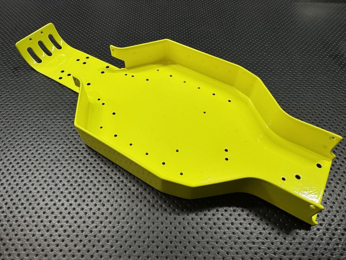 Vintage Team Associated RC10 Aluminum Tub Chassis Yellow Powder Coat w/ Plates photo 2