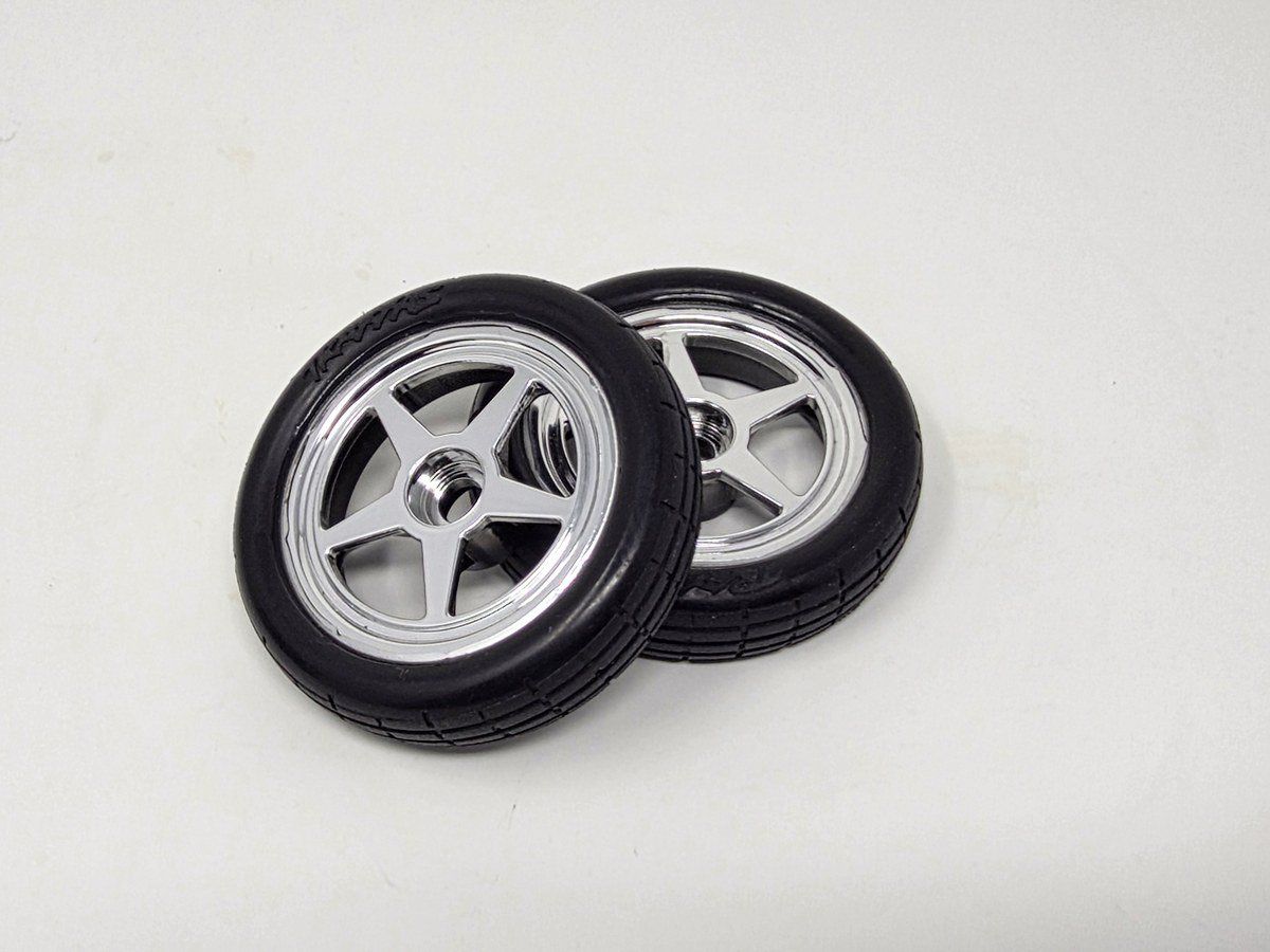 Traxxas 6975 Funny Car Front Tires Chrome 5-Spoke Wheels Pre-Mounted (2)