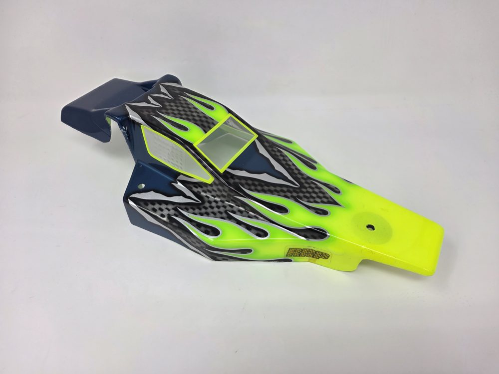 Vintage RC10 Custom Painted Body Blue Yellow Flames