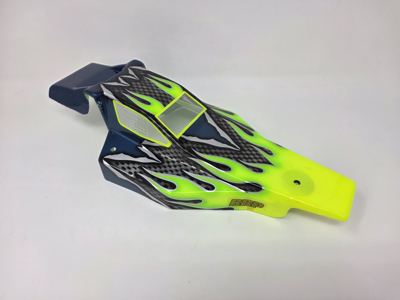 Vintage RC10 Custom Painted Body Blue Yellow Flames
